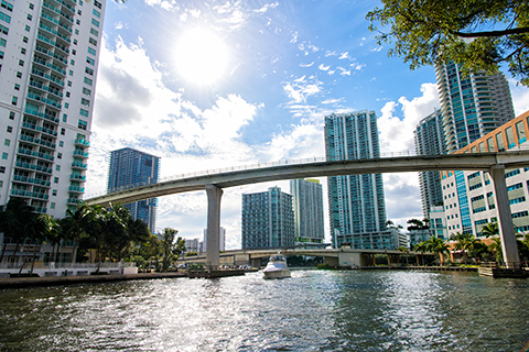 A stock photo of the Miami River in Miami, Florida.