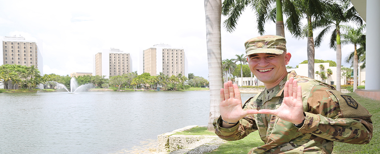 A photo of a MAIA alumnus in his United States Army uniform. 