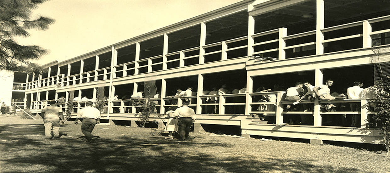 This is a picture of the University of Miami Campo Sano building which was originally constructed in 1947. 