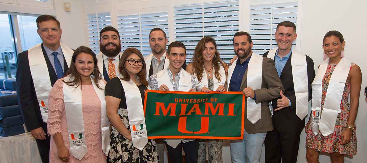 A photo of the 2018-2019 graduates of the Master of Arts in International Administration program at the University of Miami.