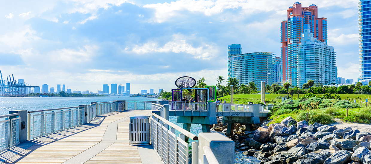 South Pointe Park, known locally as South Pointe, is a 17-acre county urban park in metropolitan Miami, in the South Beach neighborhood of Miami Beach, Florida. 